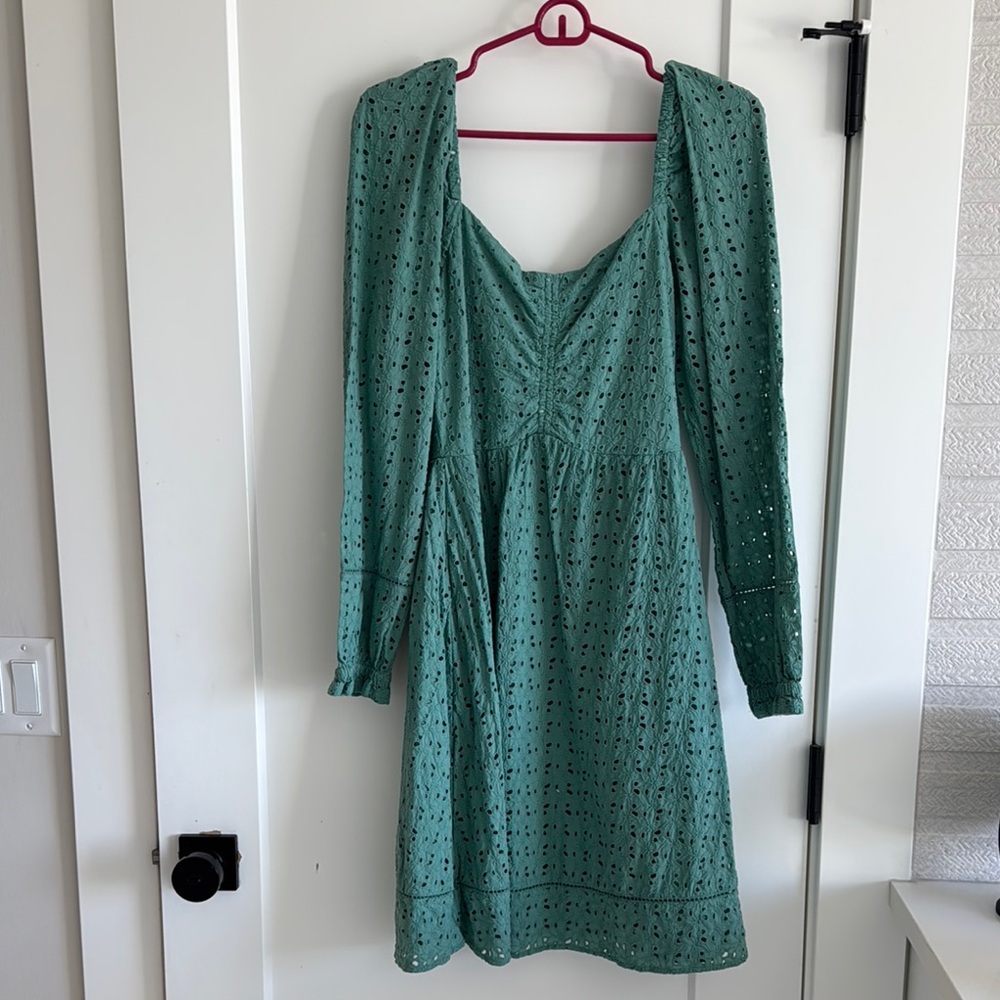 Green Long Sleeve Sweetheart Sundress